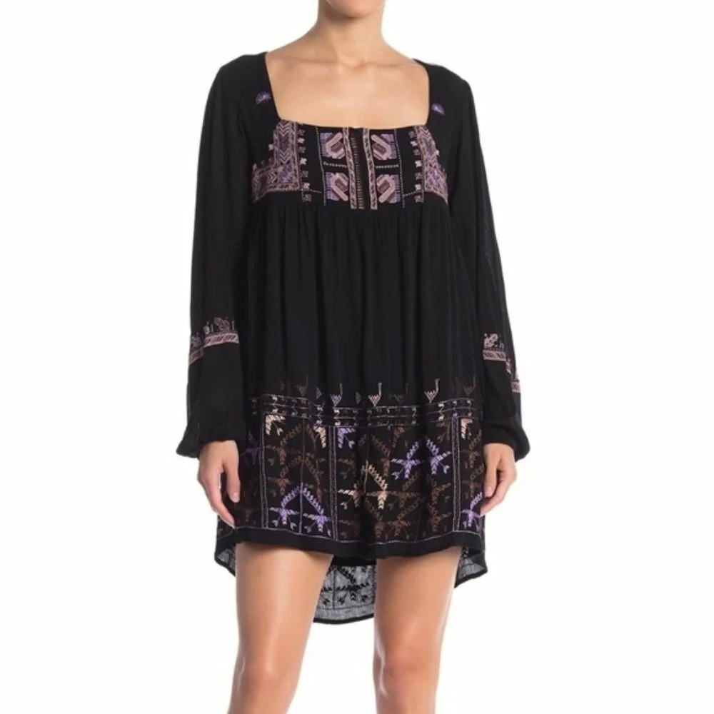 Free People Rhiannon Embroidered Mini Dress S NWT